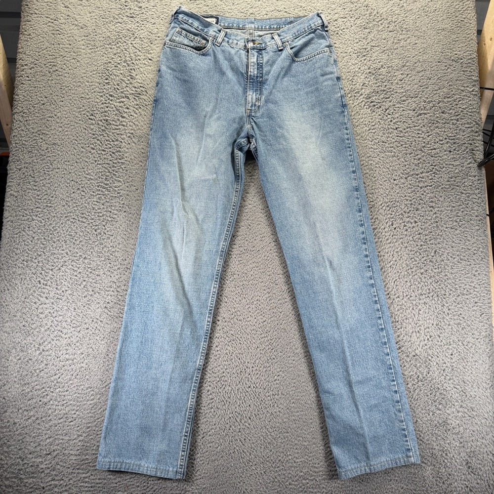 Vintage Lands' End Jeans Men 35x36 Blue Cotton Denim Straight Leg Faded Workwear